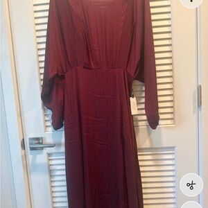 Reformation Long Sleeve Burgundy Dress